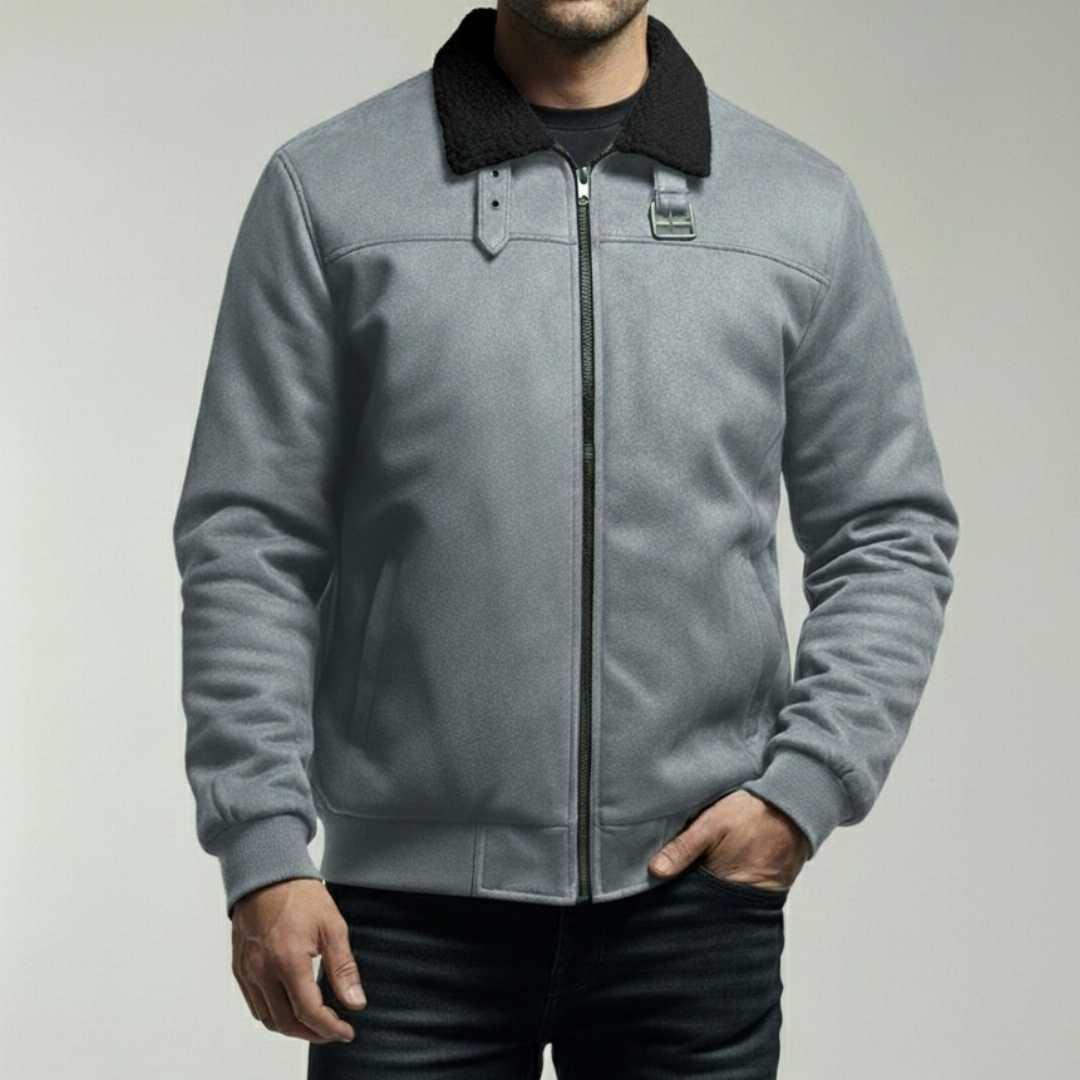 Men's,Ash,Bomber,Jacket,with,Ash,Collar